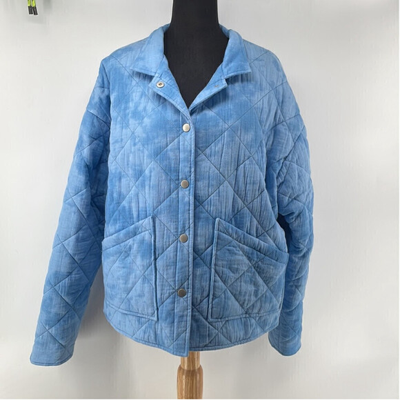 BAGATELLE quilted jacket Shacket sky blue relaxed fit button front sz lg - Picture 9 of 14